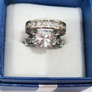 Fancy premium cubic zirconia wedding (travel) set w/eternity band 7.50 tcw sz 7